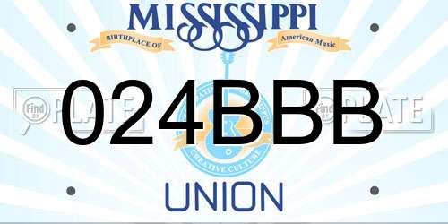 024BBB Mississippi License Plate