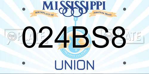 024BS8 Mississippi License Plate