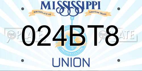 024BT8 Mississippi License Plate