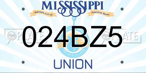 024BZ5 Mississippi License Plate