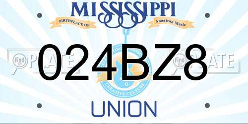 024BZ8 Mississippi License Plate