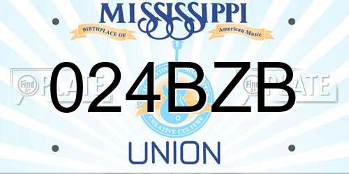 024BZB Mississippi License Plate