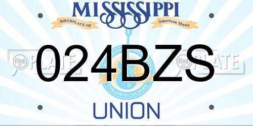 024BZS Mississippi License Plate