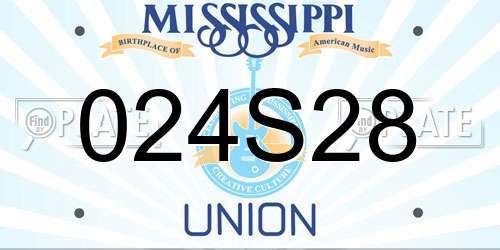 024S28 Mississippi License Plate