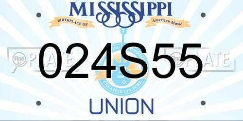 024S55 Mississippi License Plate