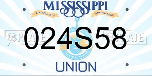 024S58 Mississippi License Plate