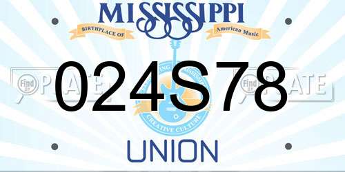 024S78 Mississippi License Plate