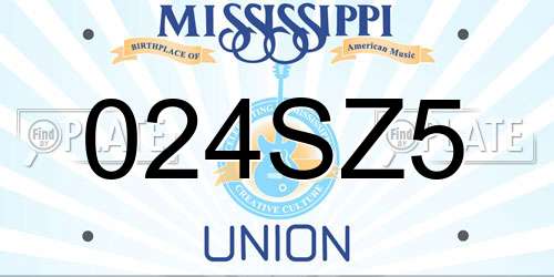 024SZ5 Mississippi License Plate