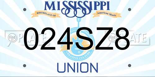 024SZ8 Mississippi License Plate