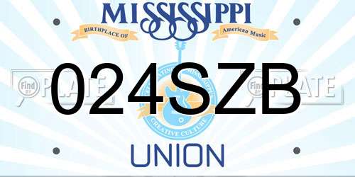 024SZB Mississippi License Plate