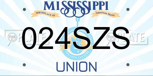024SZS Mississippi License Plate
