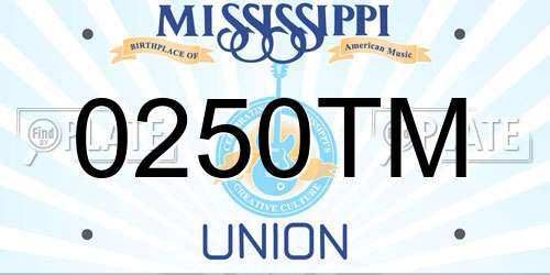0250TM Mississippi License Plate