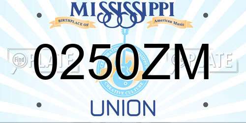 0250ZM Mississippi License Plate