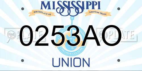 0253AO Mississippi License Plate