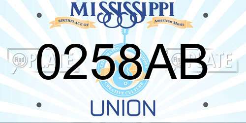 0258AB Mississippi License Plate