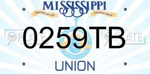 0259TB Mississippi License Plate