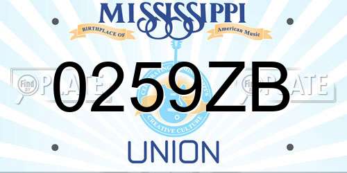 0259ZB Mississippi License Plate