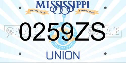 0259ZS Mississippi License Plate