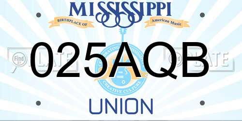 025AQB Mississippi License Plate
