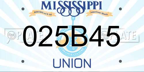 025B45 Mississippi License Plate