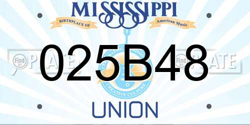 025B48 Mississippi License Plate