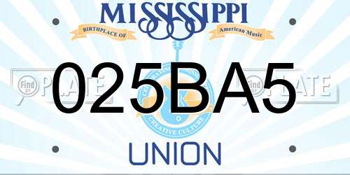 025BA5 Mississippi License Plate