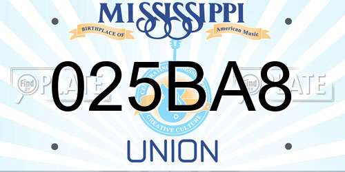 025BA8 Mississippi License Plate