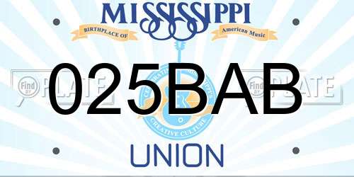 025BAB Mississippi License Plate