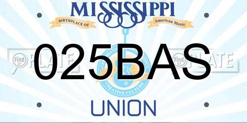 025BAS Mississippi License Plate