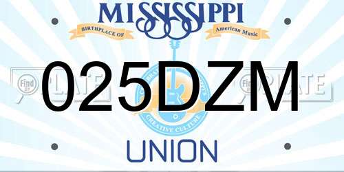 025DZM Mississippi License Plate