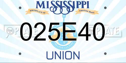025E40 Mississippi License Plate