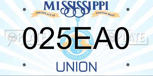 025EA0 Mississippi License Plate