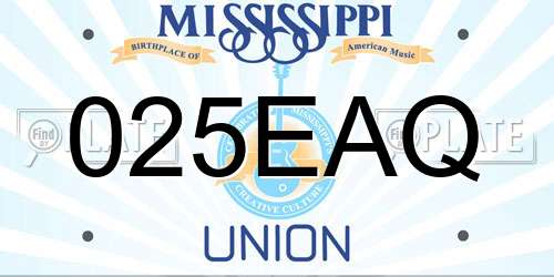 025EAQ Mississippi License Plate