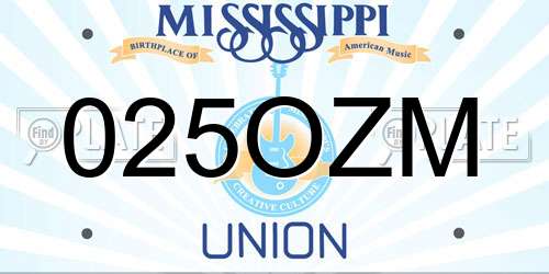 025OZM Mississippi License Plate