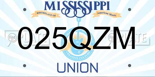 025QZM Mississippi License Plate