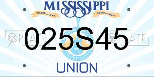 025S45 Mississippi License Plate