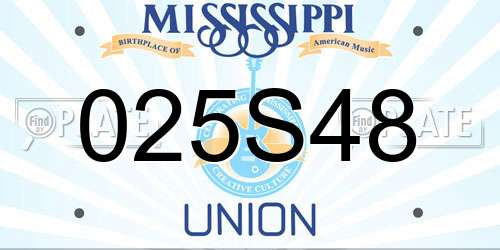 025S48 Mississippi License Plate