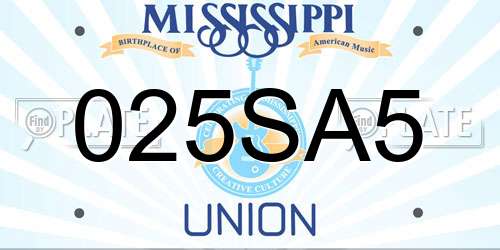 025SA5 Mississippi License Plate