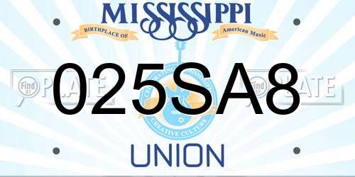 025SA8 Mississippi License Plate