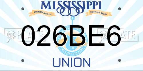 026BE6 Mississippi License Plate