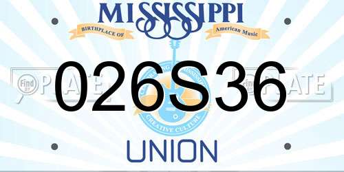 026S36 Mississippi License Plate