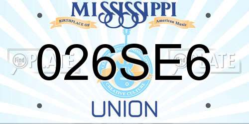 026SE6 Mississippi License Plate