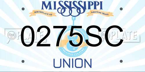0275SC Mississippi License Plate