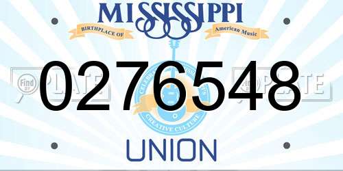 0276548 Mississippi License Plate