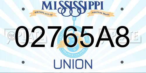 02765A8 Mississippi License Plate