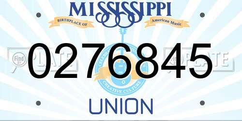 0276845 Mississippi License Plate