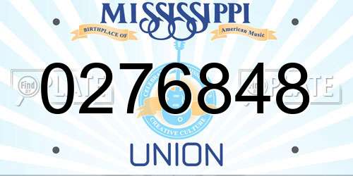0276848 Mississippi License Plate