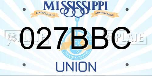 027BBC Mississippi License Plate
