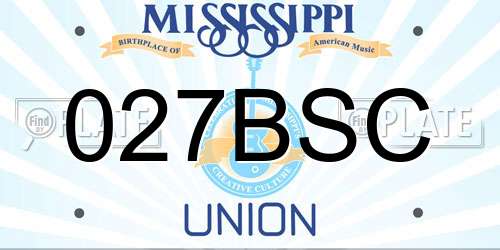 027BSC Mississippi License Plate