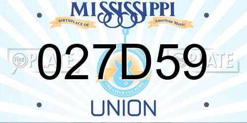 027D59 Mississippi License Plate